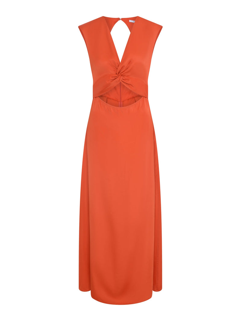 Marin Twist Front Dress in Burnt Orange