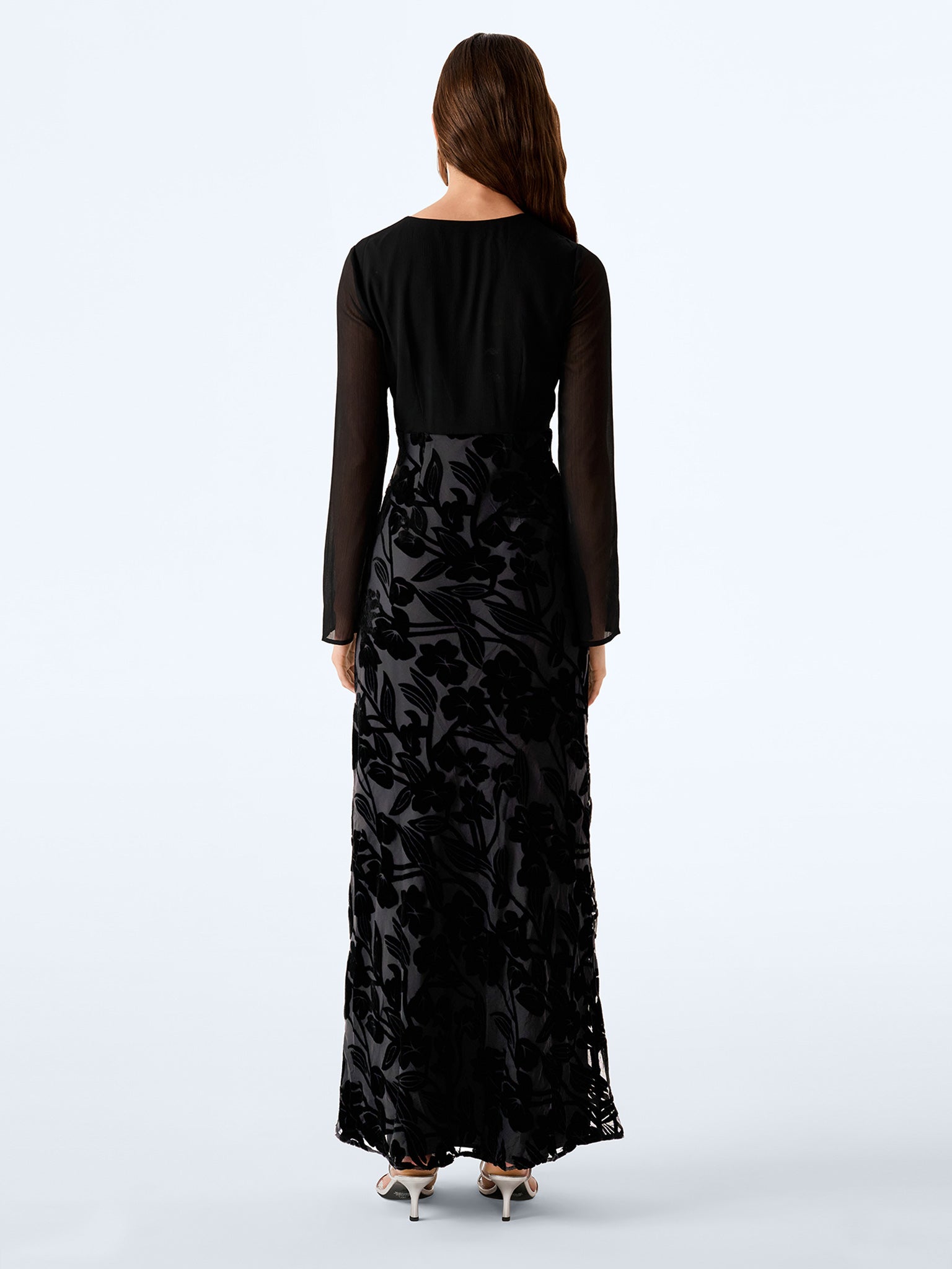 Marj Dress in Black Devore Floral