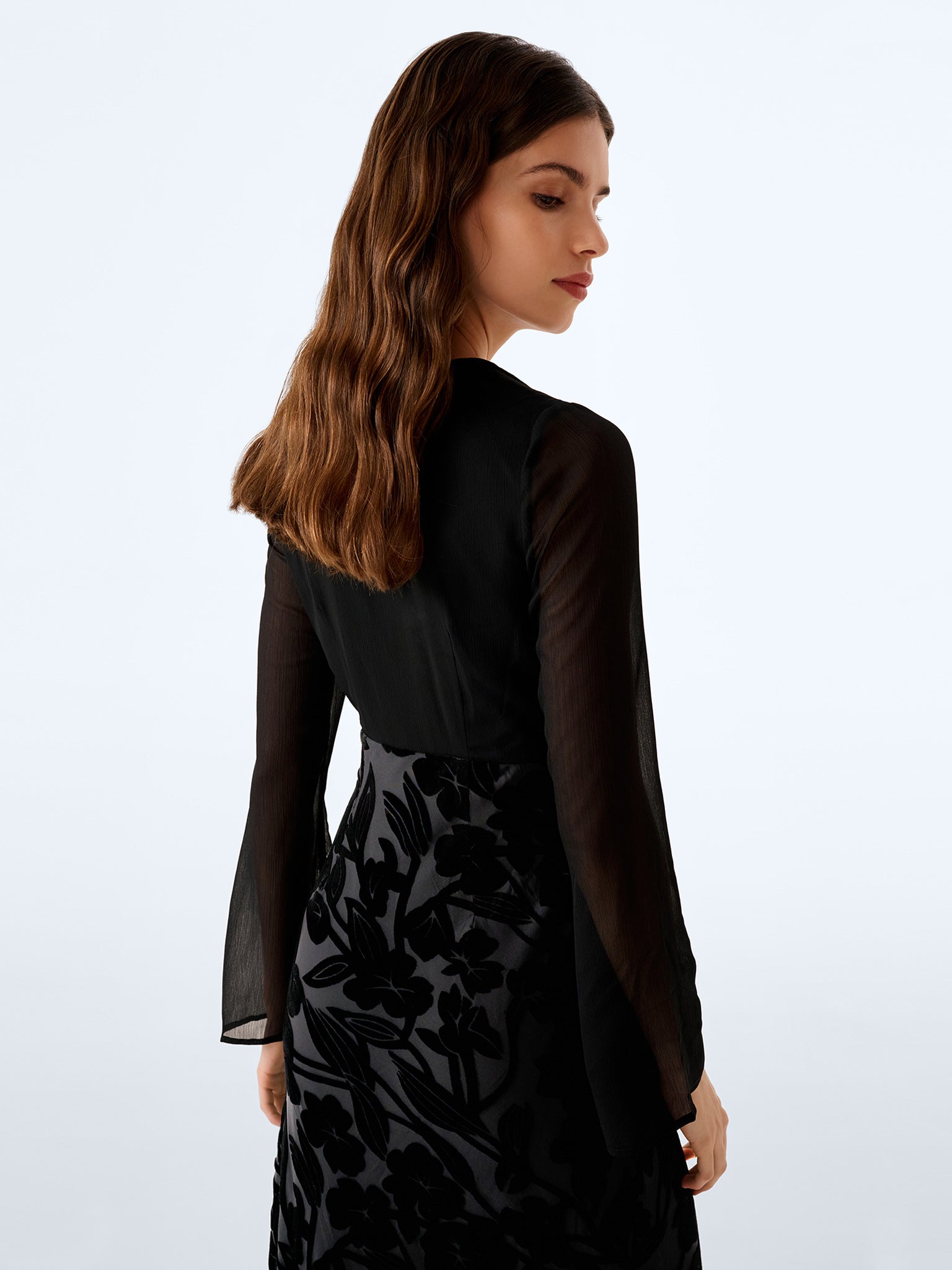 Marj Dress in Black Devore Floral