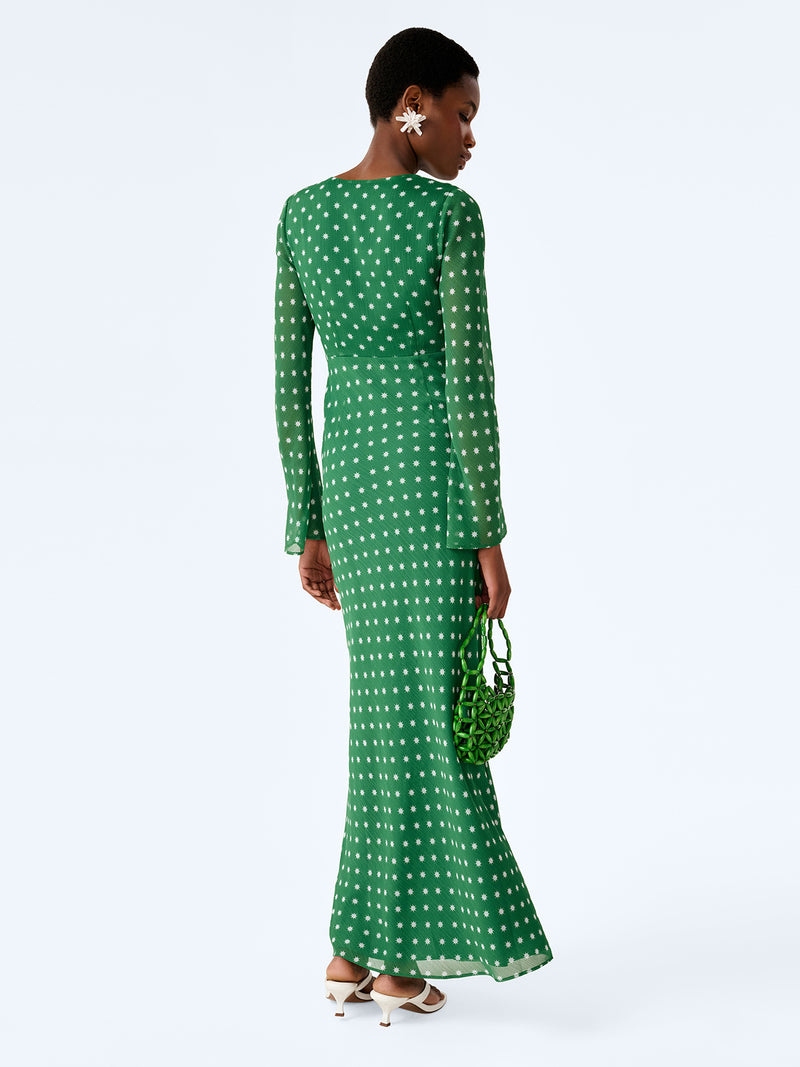 Marj Dress in Green Starburst Print