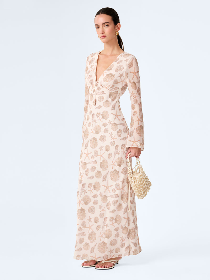 Marj Dress in Painterly Shell Print