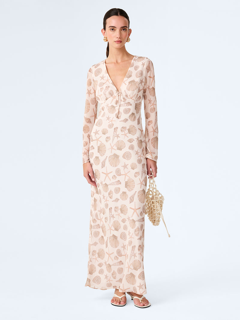Marj Dress in Painterly Shell Print