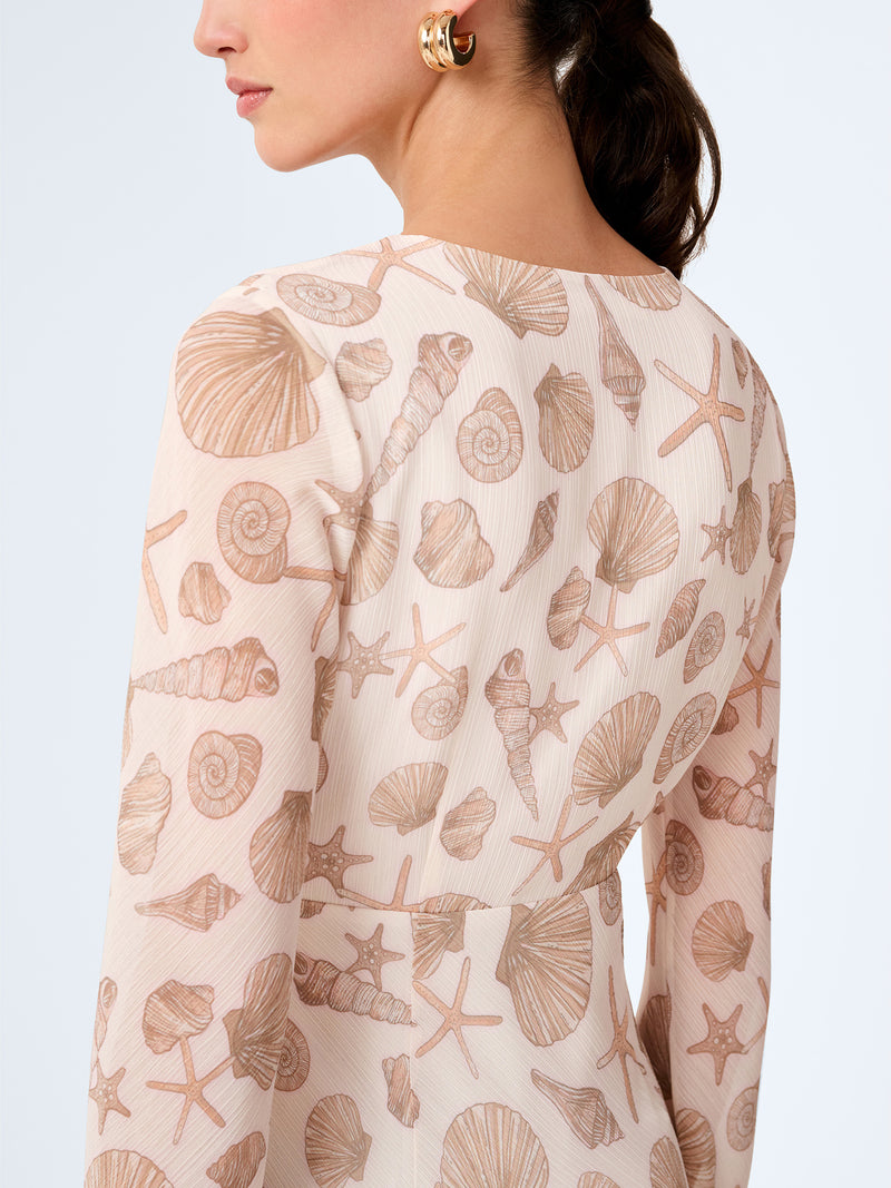 Marj Dress in Painterly Shell Print
