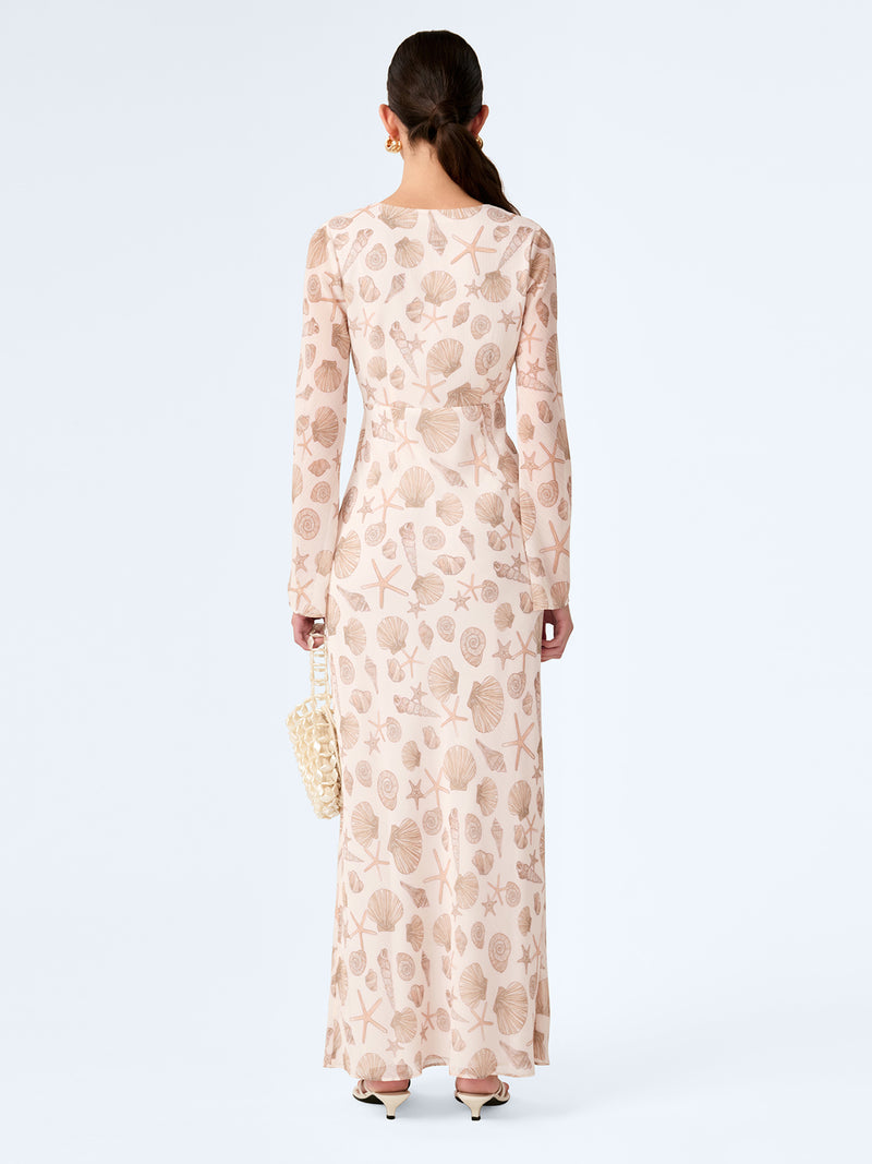 Marj Dress in Painterly Shell Print