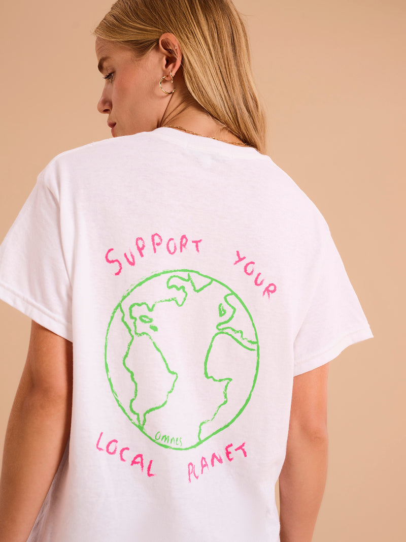 Save the Planet Print Boyfriend T-Shirt