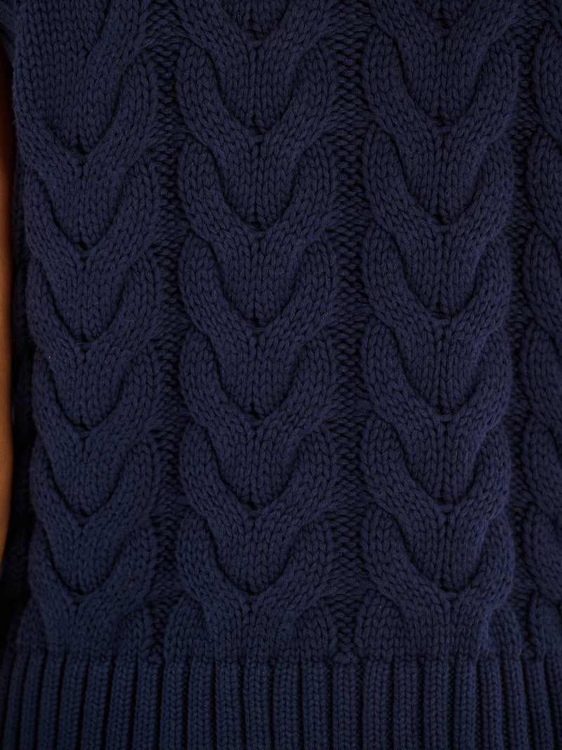 Matilda Cable Knitted Vest in Navy