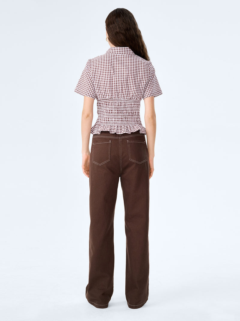 Merida Blouse in Chocolate/Cream Gingham