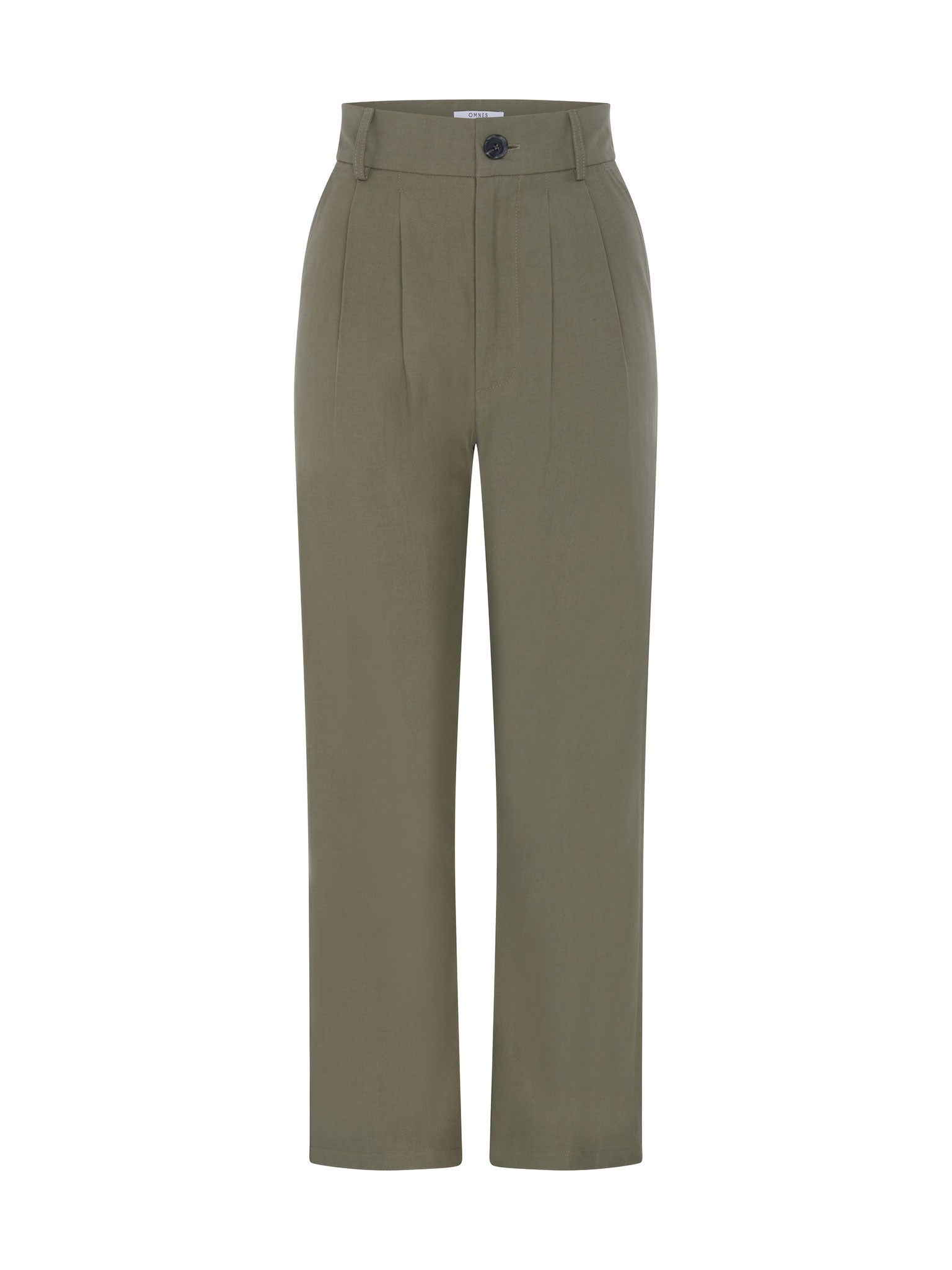 Cinnamon Relaxed Trousers in Mole Green Cotton/Tencel | OMNES