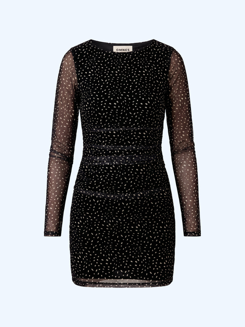 Milena Dress in Black Dalmation