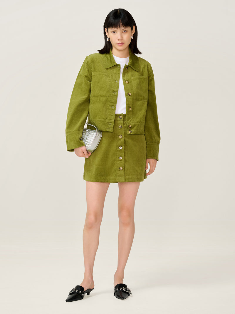 Millie Cord Jacket in Moss Green
