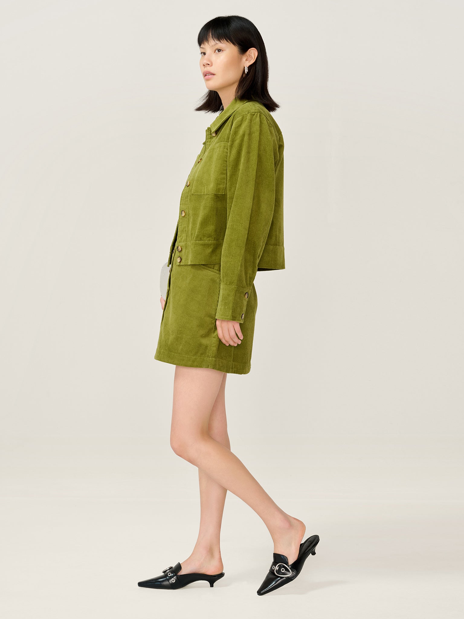 Millie Cord Jacket in Moss Green
