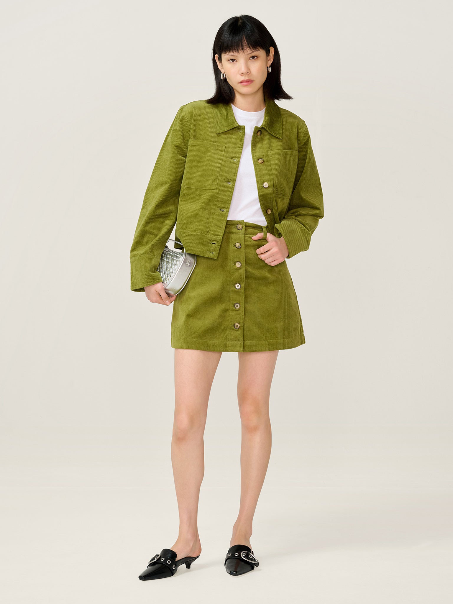 Millie Cord Jacket in Moss Green