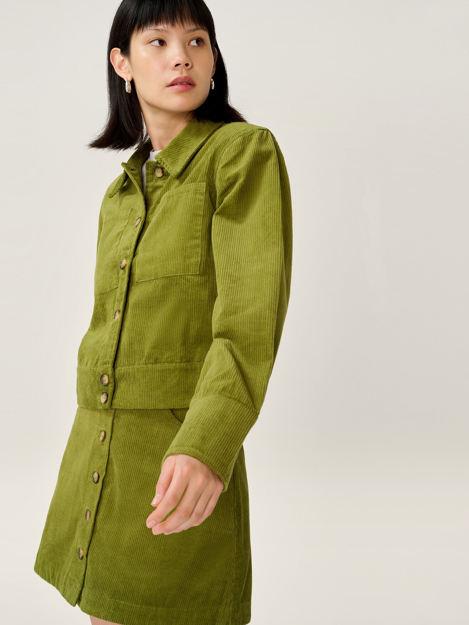 Millie Cord Jacket in Moss Green
