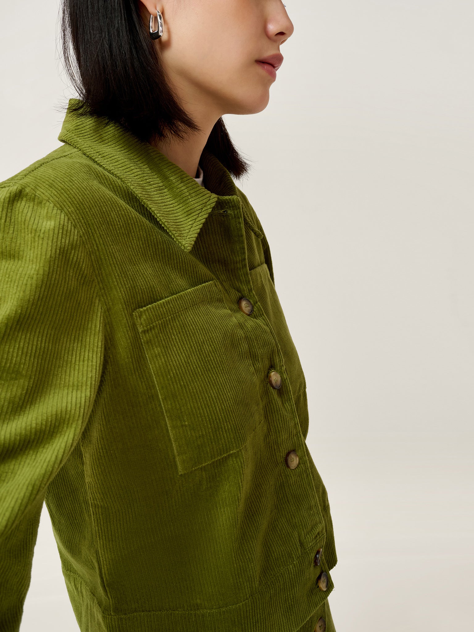 Millie Cord Jacket in Moss Green