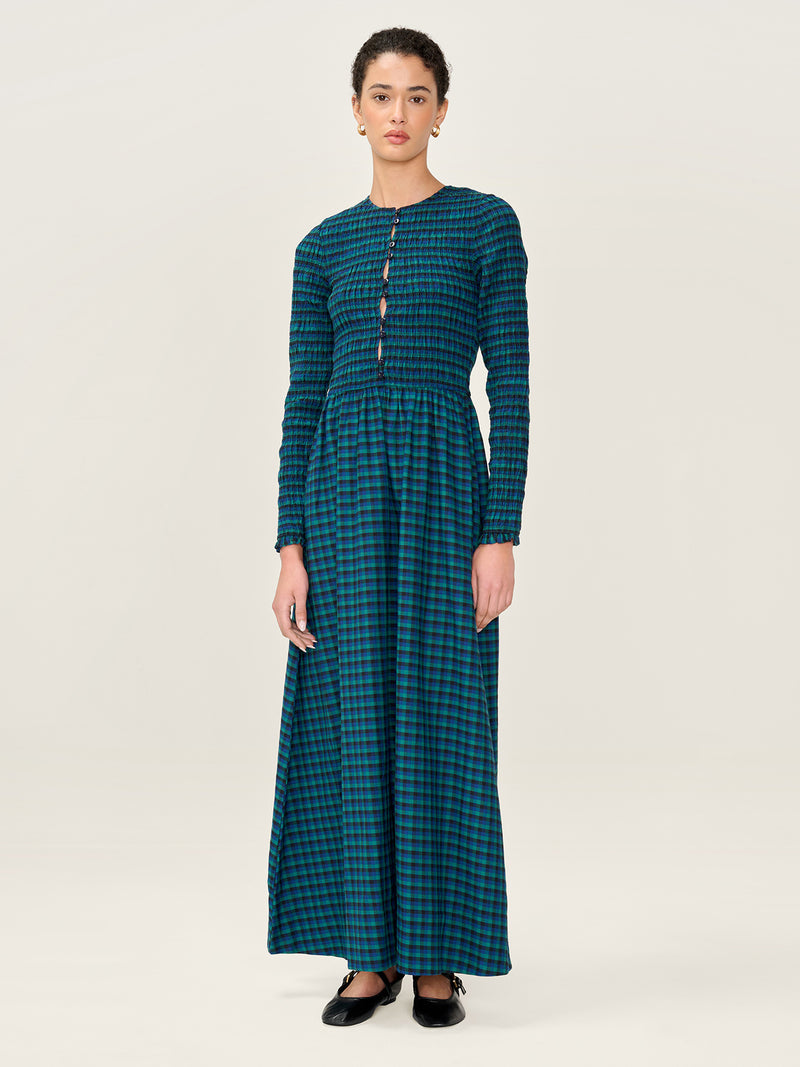 Mina Dress in Blue and Green