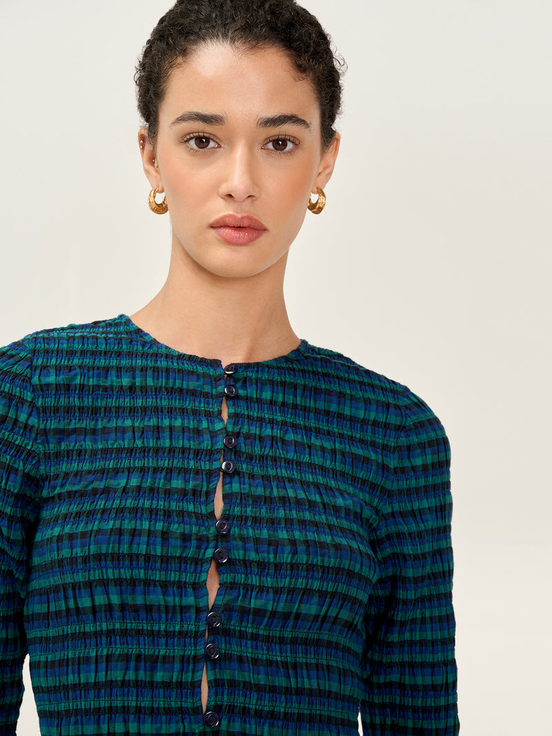 Mina Dress in Blue and Green