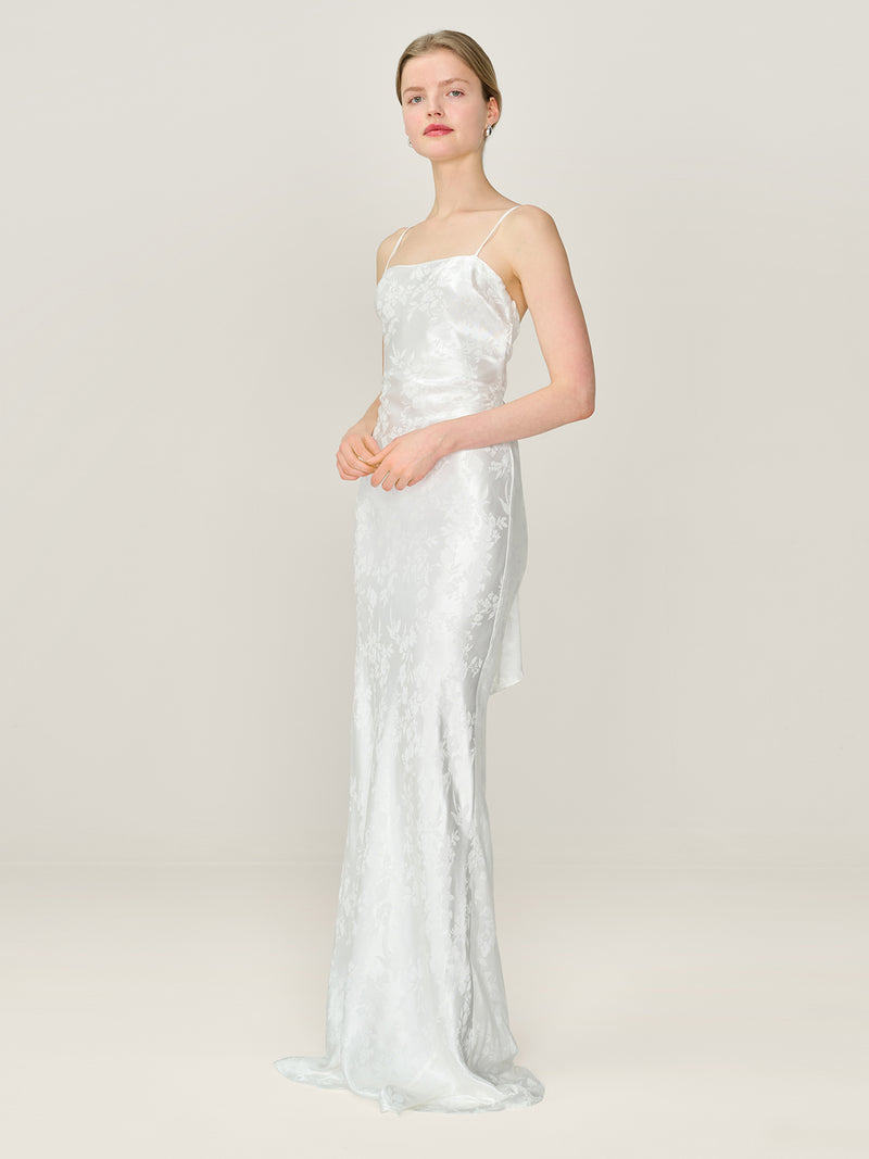 Mira Jacquard Dress in Ivory