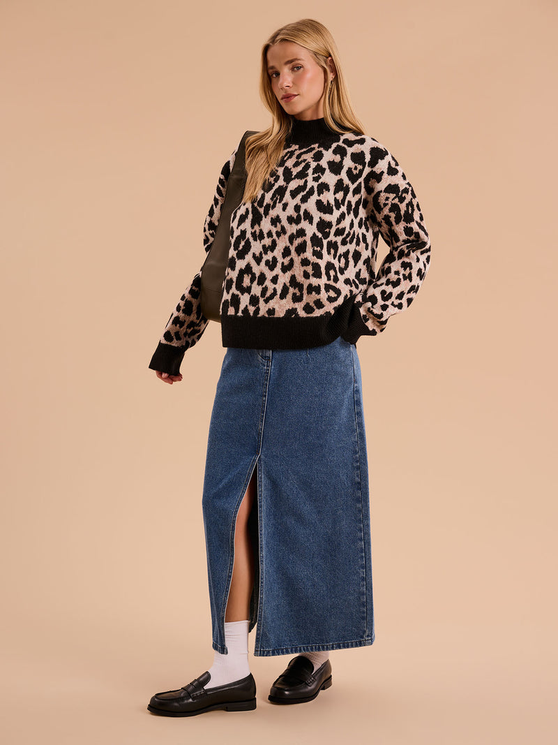 Misha Fluffy Jumper in Cheetah