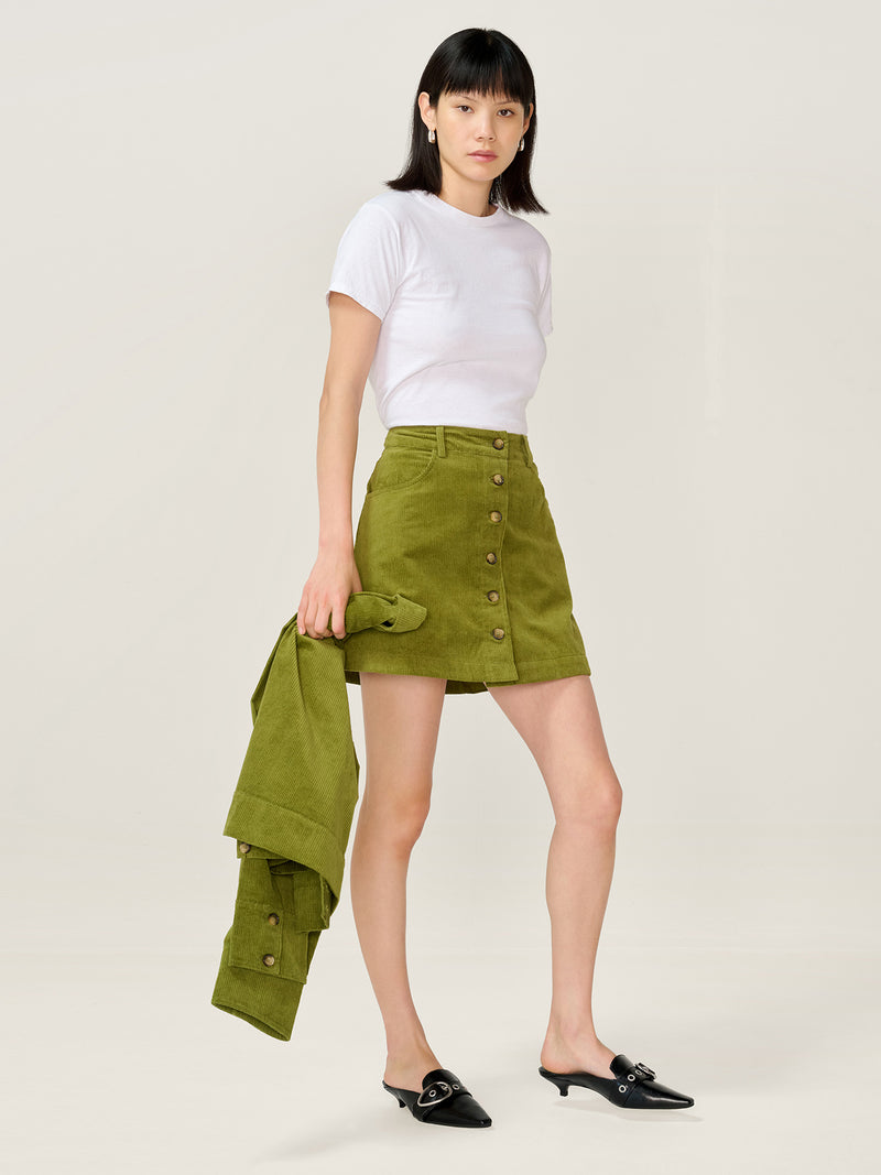 Moira Cord Skirt in Moss Green
