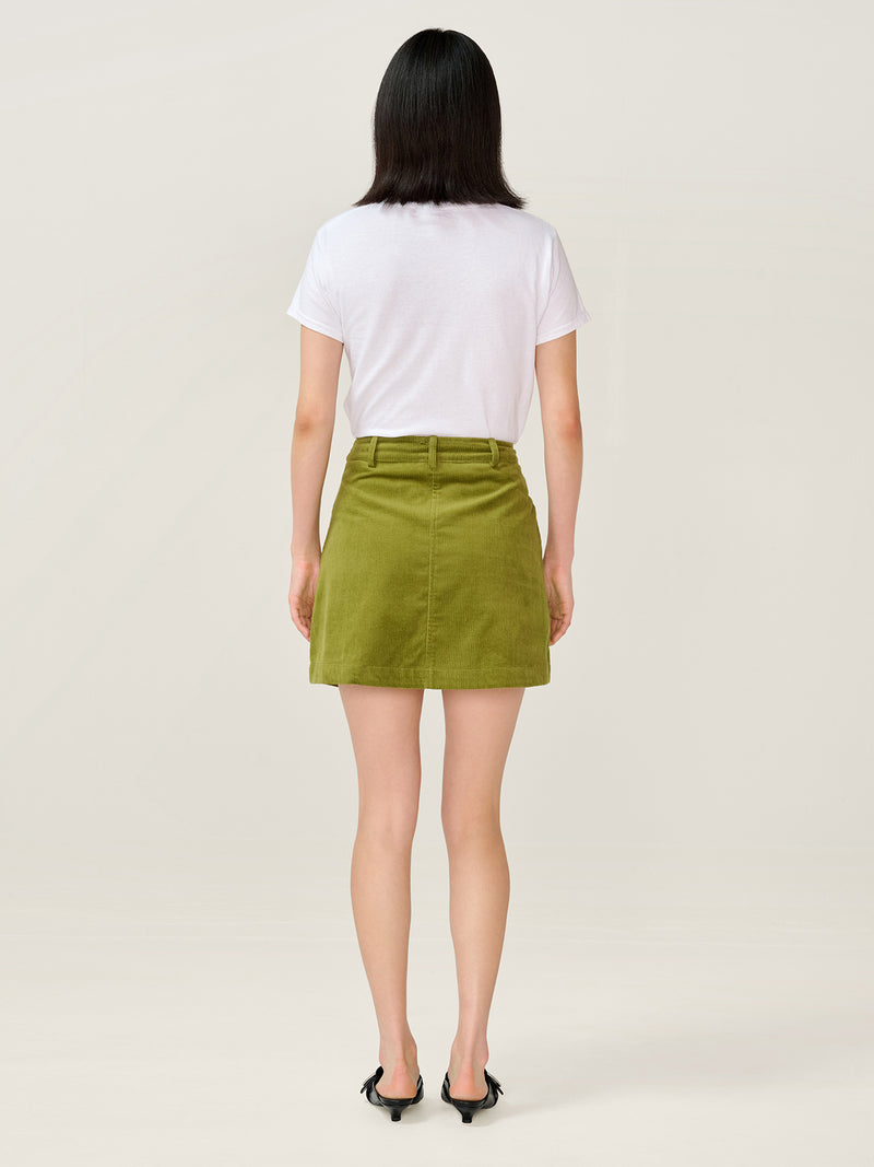 Moira Cord Skirt in Moss Green