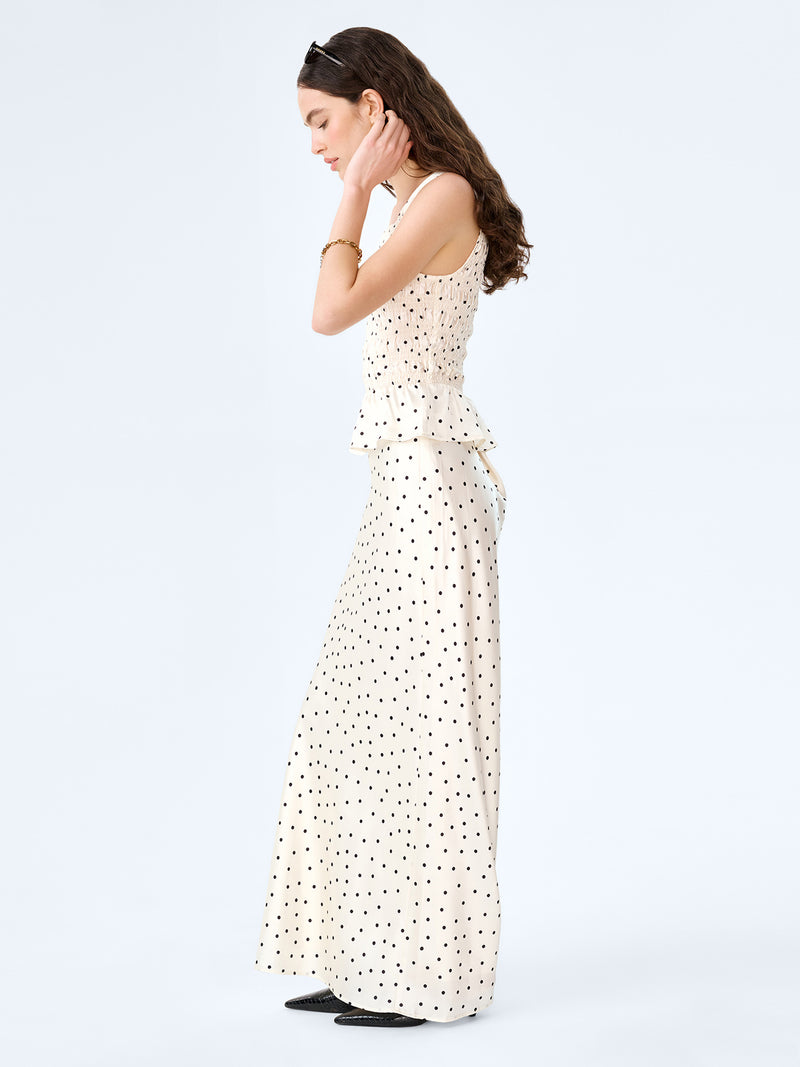 Monty Skirt in White Polka Dot