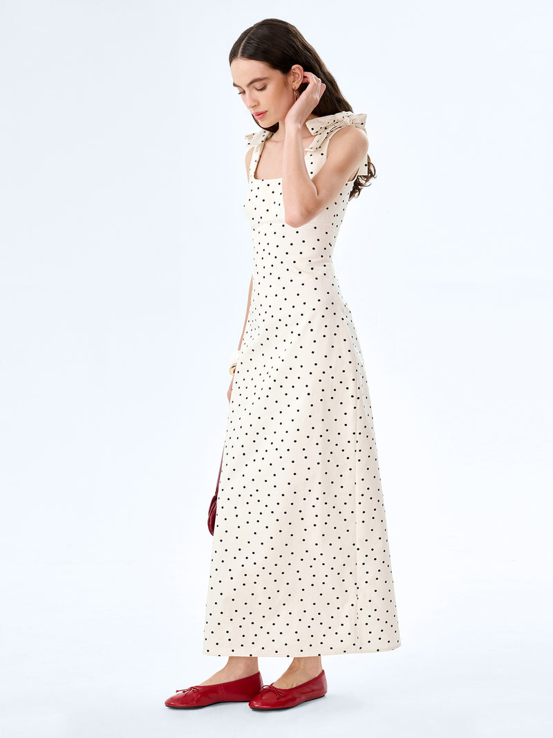 Morgane Dress in White Polka Dot