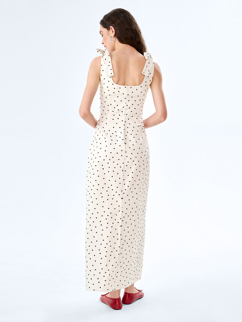 Morgane Dress in White Polka Dot