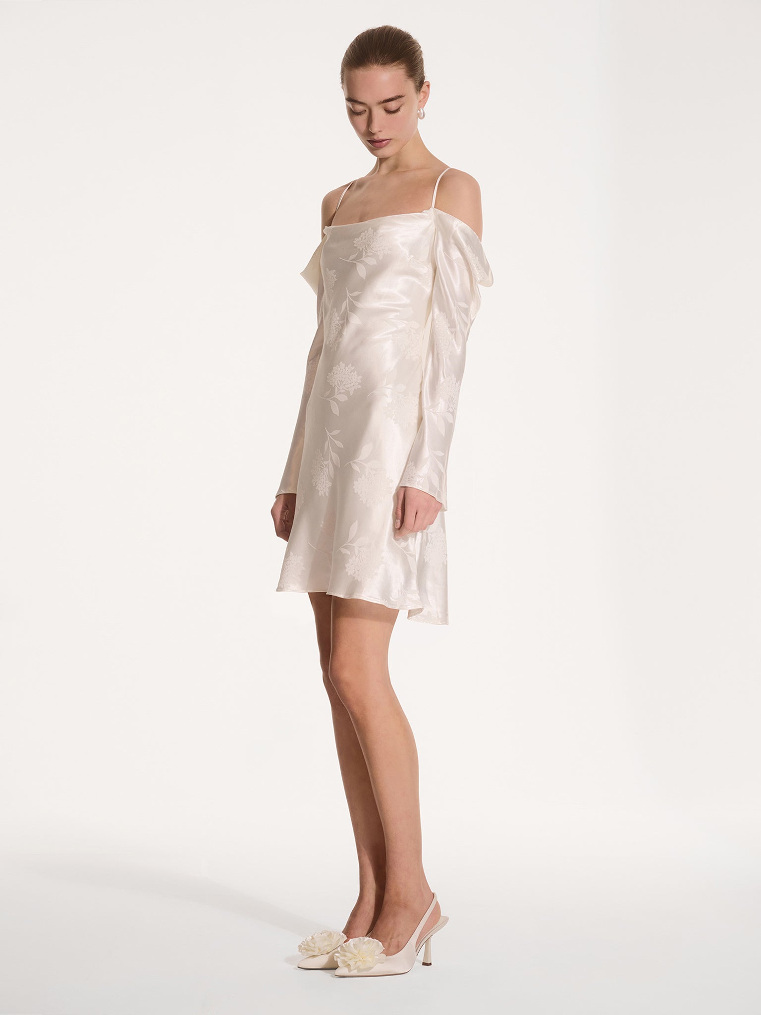 Omnes Womens Ivory Munique Floral-Print Satin Mini Dress 20