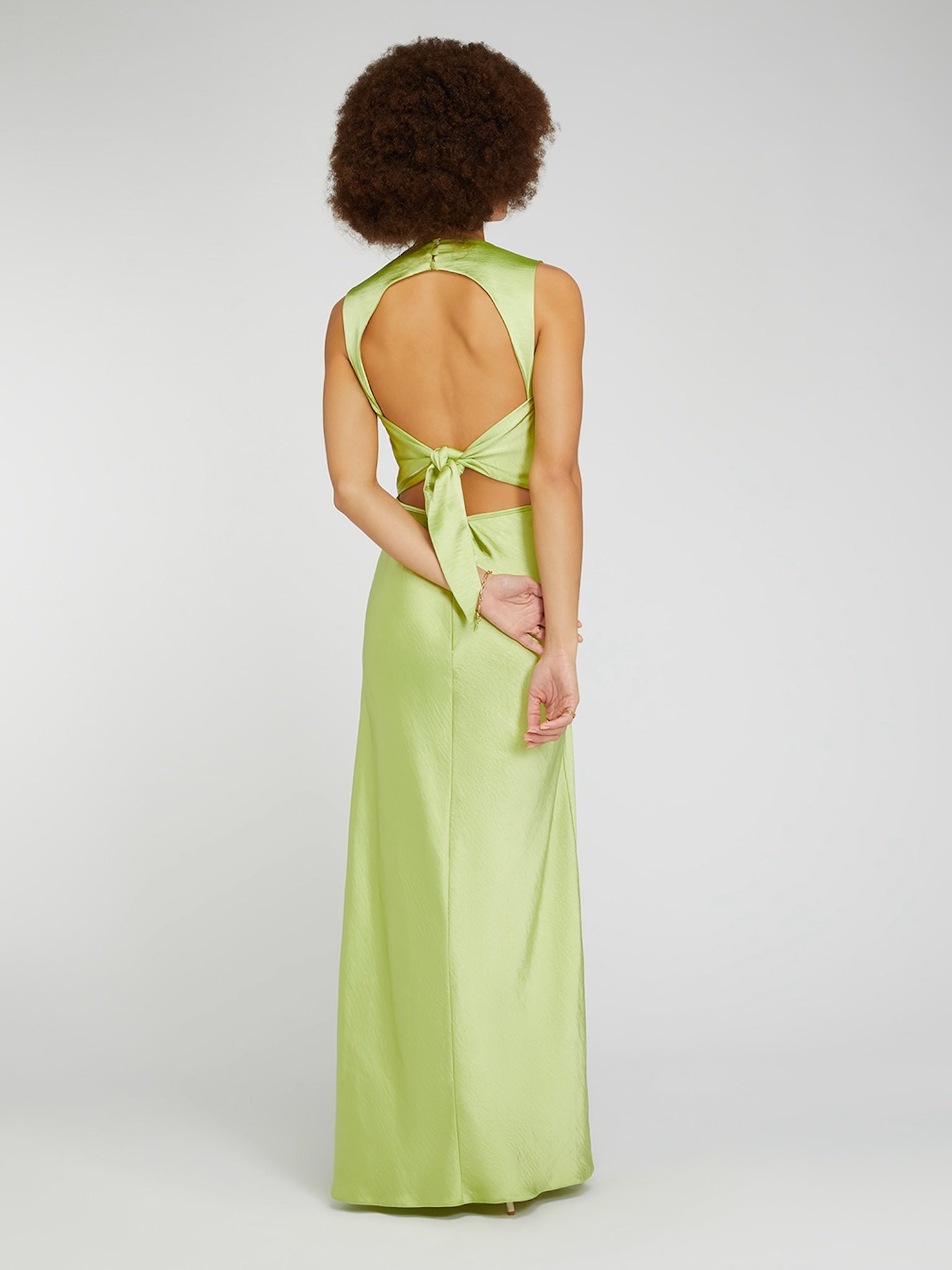 Nova Tie Back Dress in Lime Green OMNES Ethical Affordable Clothing Shop Women s Dresses