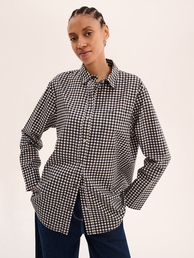 Nala Check Tie Back Shirt in Mono