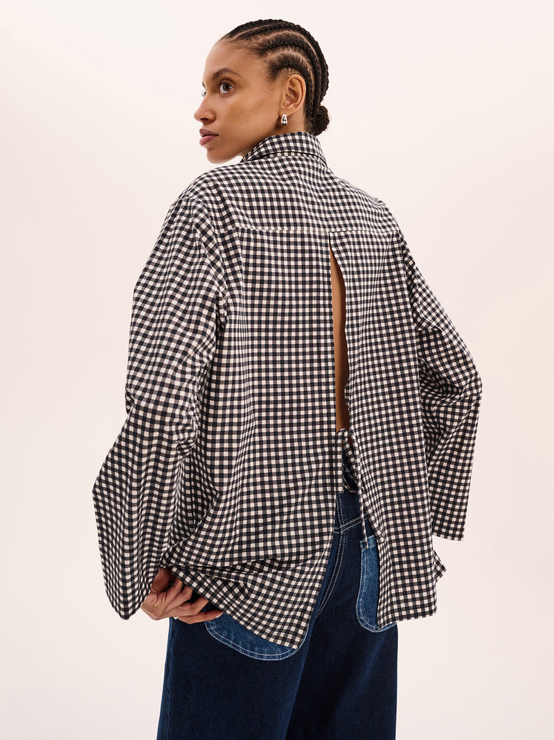 Nala Check Tie Back Shirt in Mono