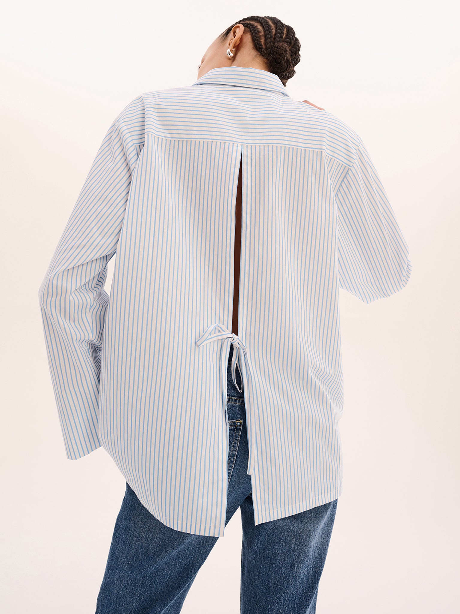 Nala Stripe Tie Back Shirt in Light Blue Stripe - 16 Nala Stripe Tie Back Shirt in Light Blue Stripe - 16