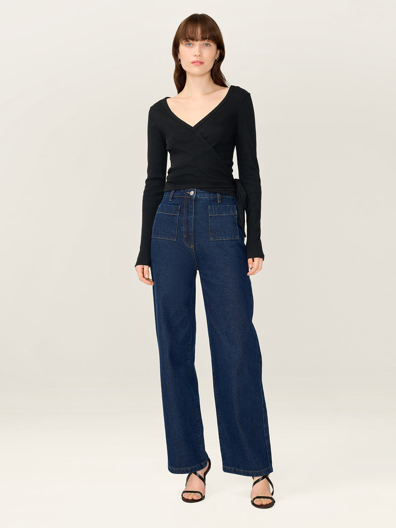 Napeta Ballet Wrap Top in Black