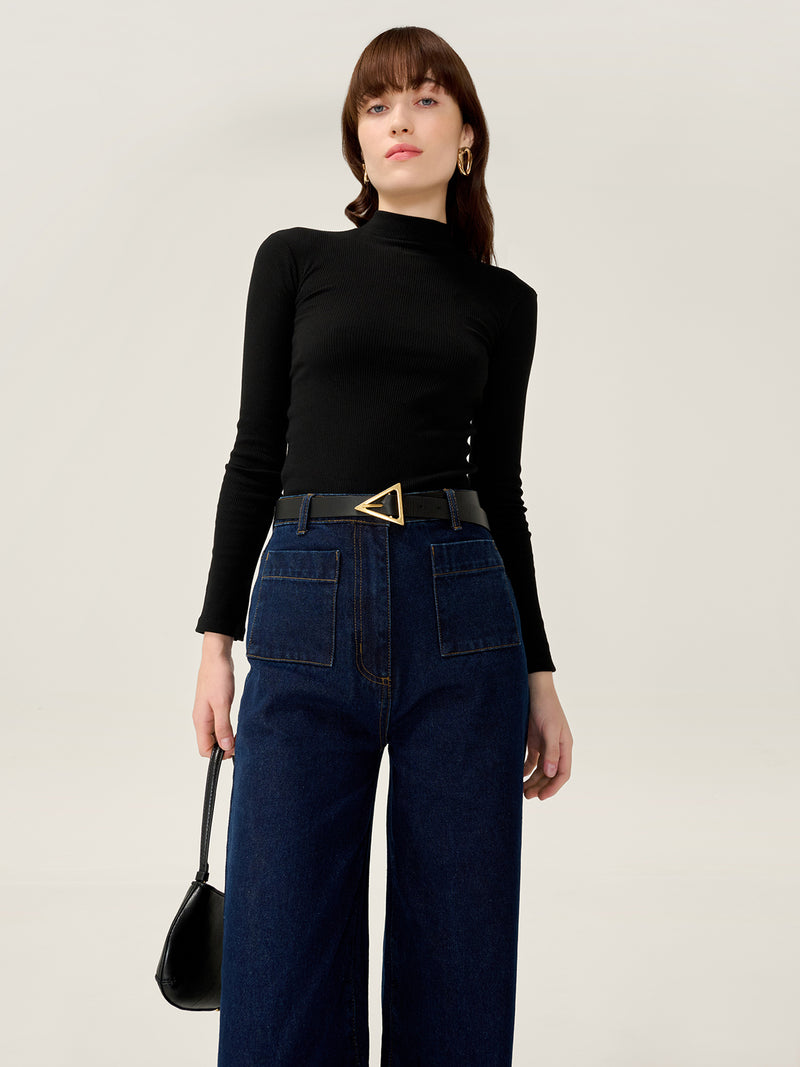North Mock Neck Top in Black
