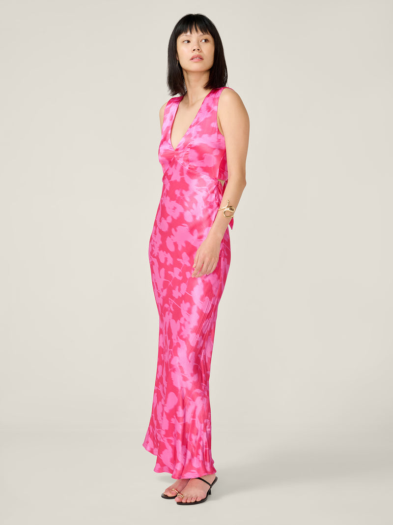 Nova Dress in Blurred Floral Magenta