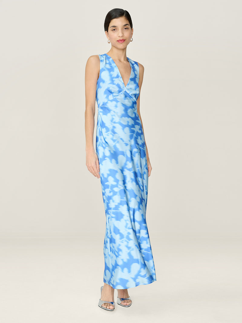 Nova Dress in Blurred Floral Blue