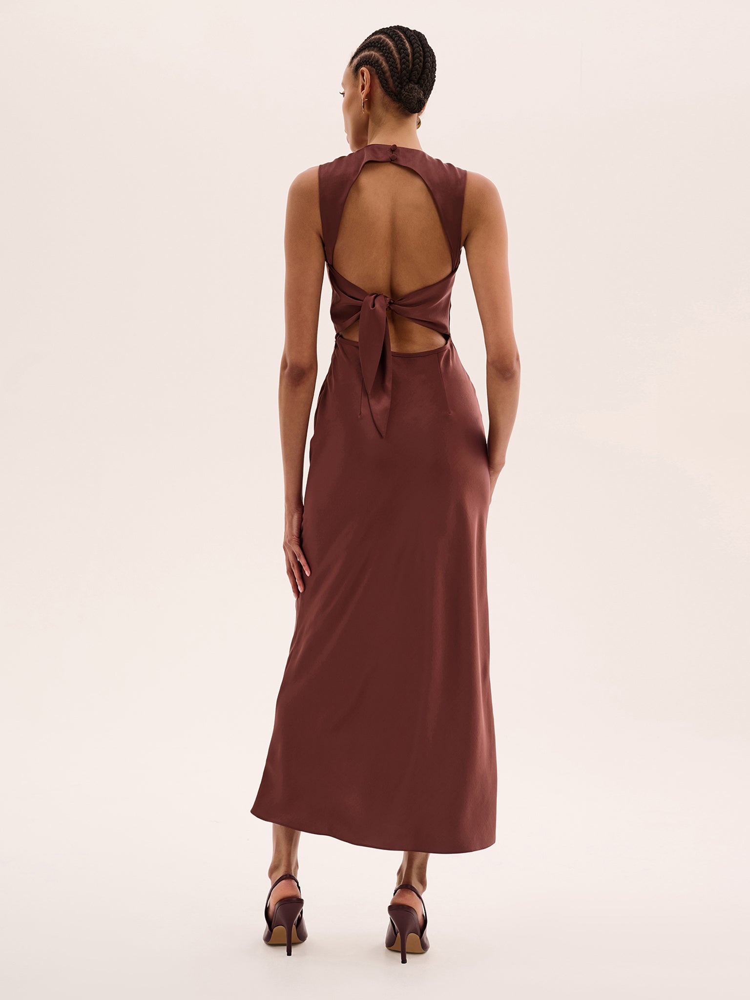 Nova Tie Back Dress in Chocolate - 18 Nova Tie Back Dress in Chocolate - 18