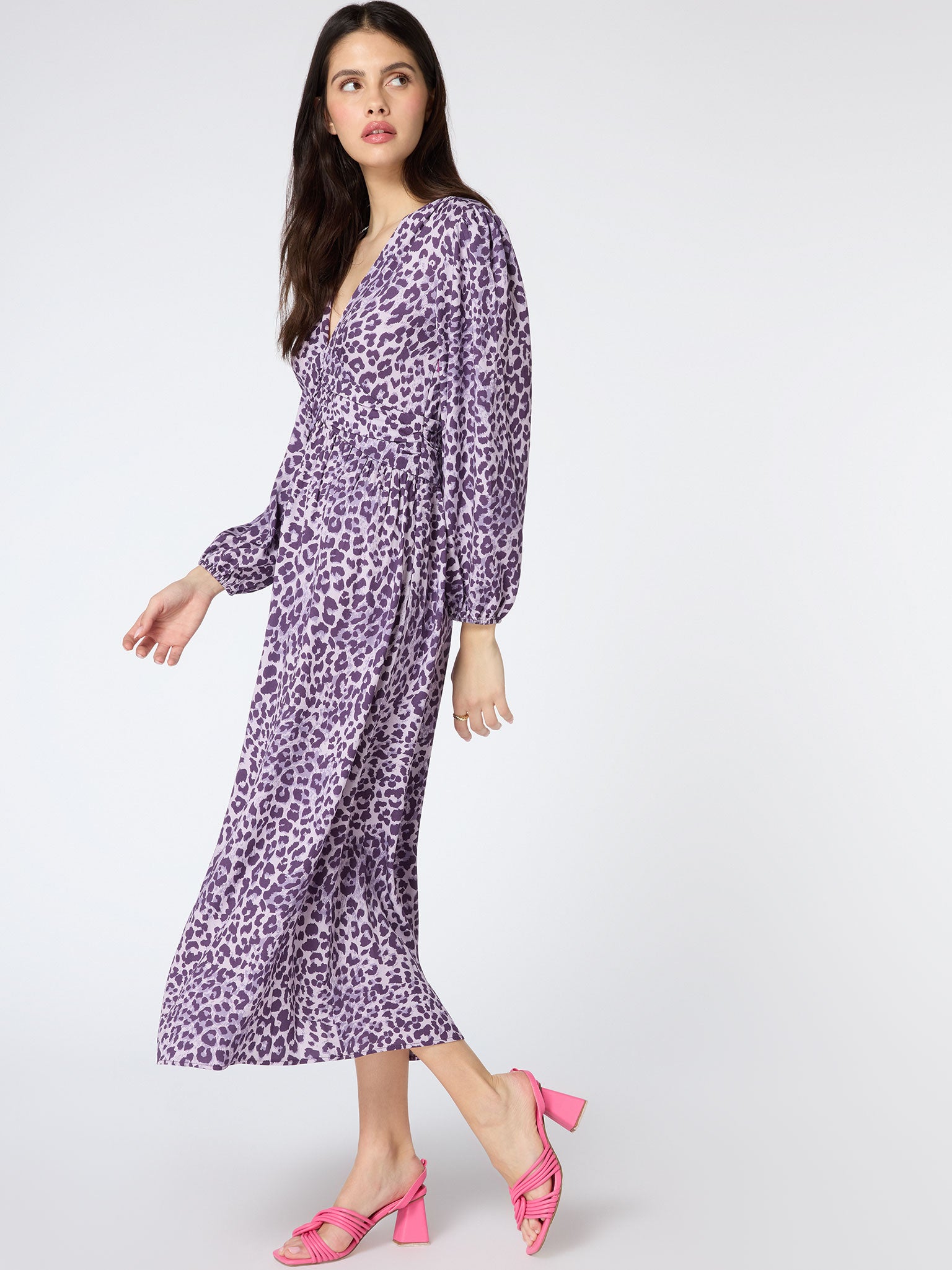 purple cheetah dress Whistles Animal Cheetah Pleated Dress Purple/Multi Size 4