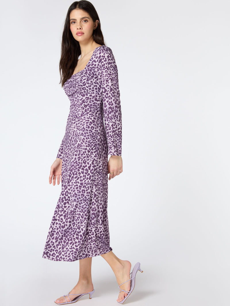 Olenia Dress in Purple Cheetah Print