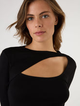 Load image into Gallery viewer, Deryn Cut Out Jersey Top in Black