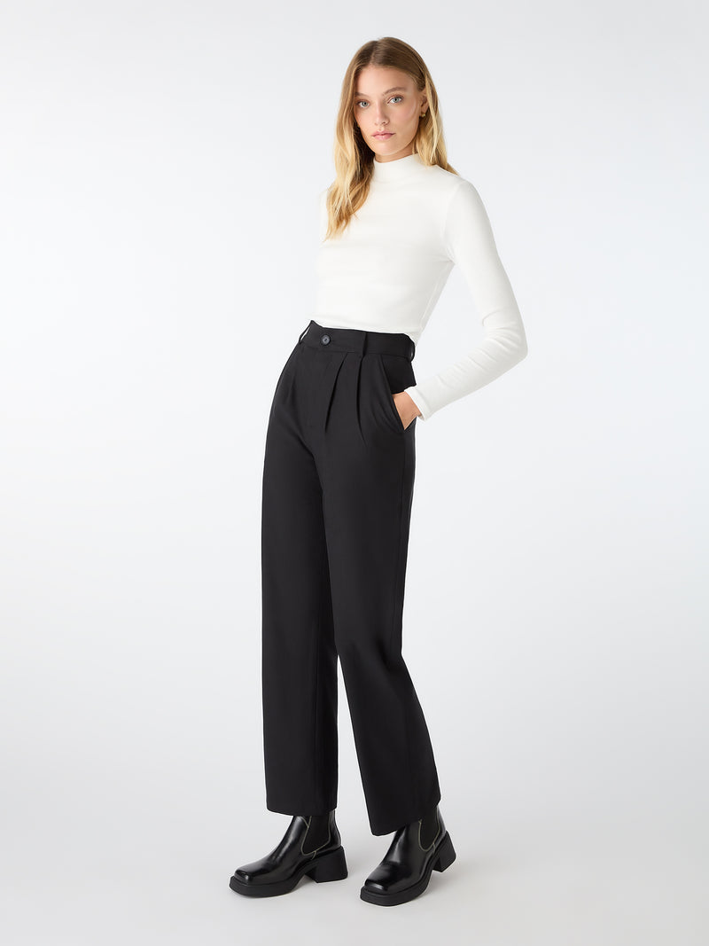 Cinnamon Relaxed Trousers in Black Cotton/Tencel