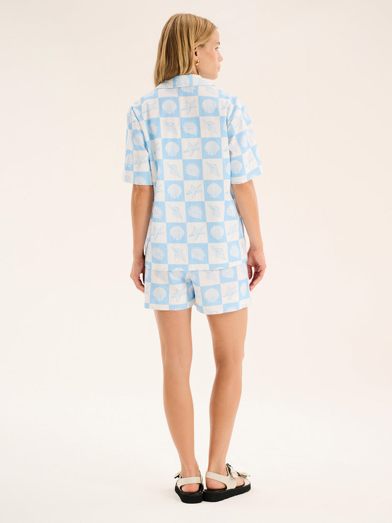 Canaria Short in Shell Checkerboard Print