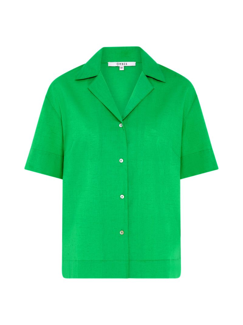 Oaklyn Linen Boxy Shirt in Green