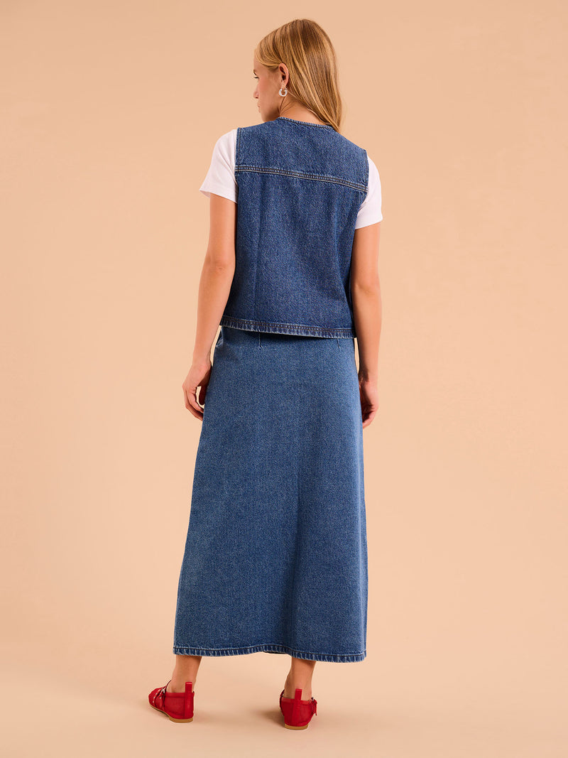 Olive Denim Skirt