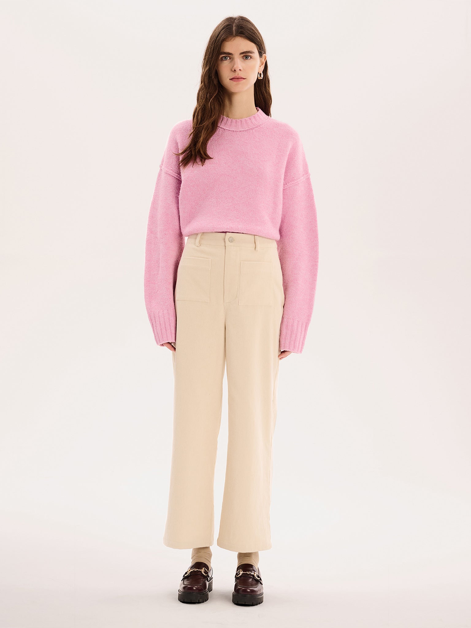 Orielle Cropped Cord Trouser in Ecru | OMNES | Trousers