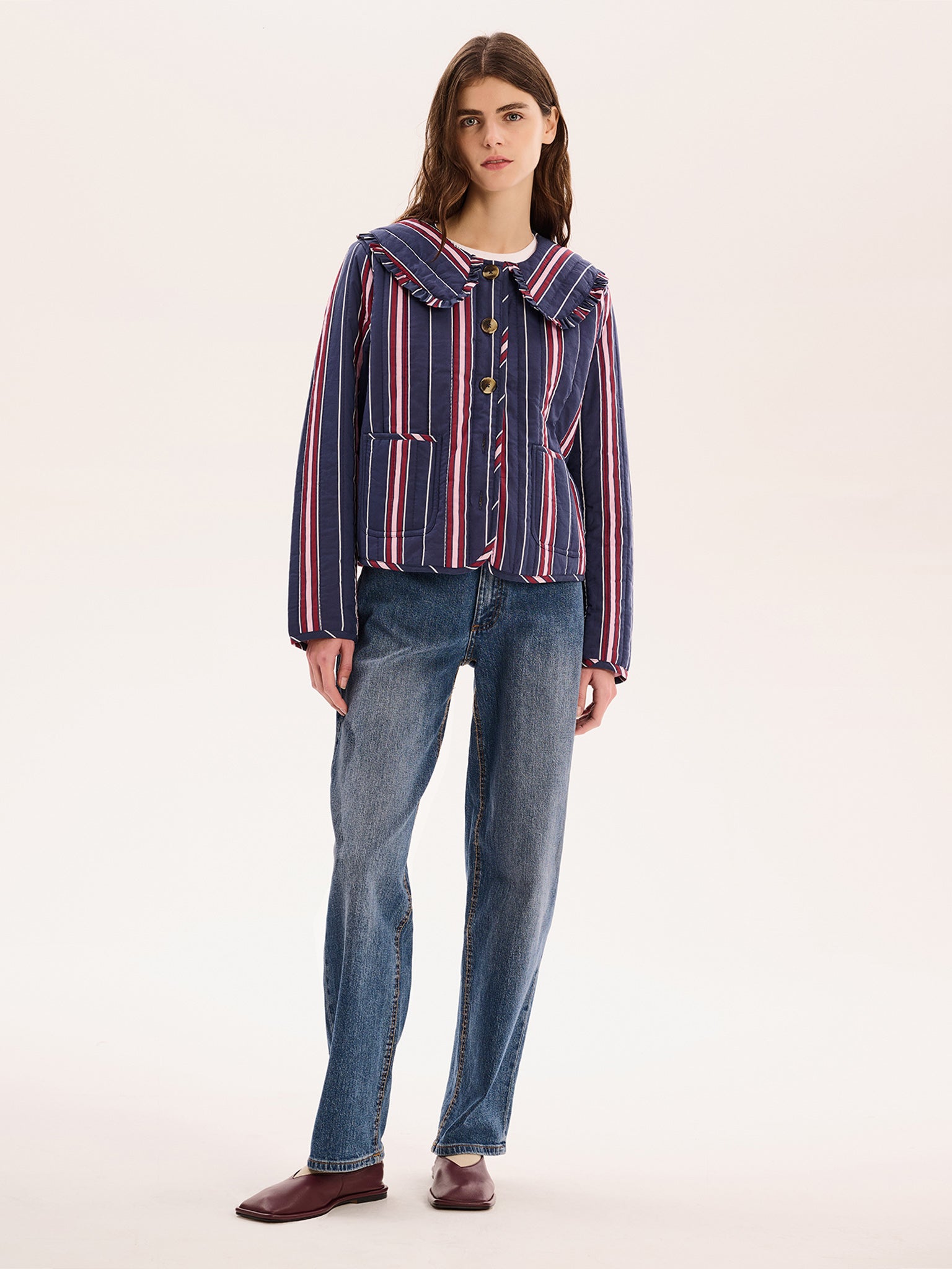 AMNI Gauss Flower Jacket Navy