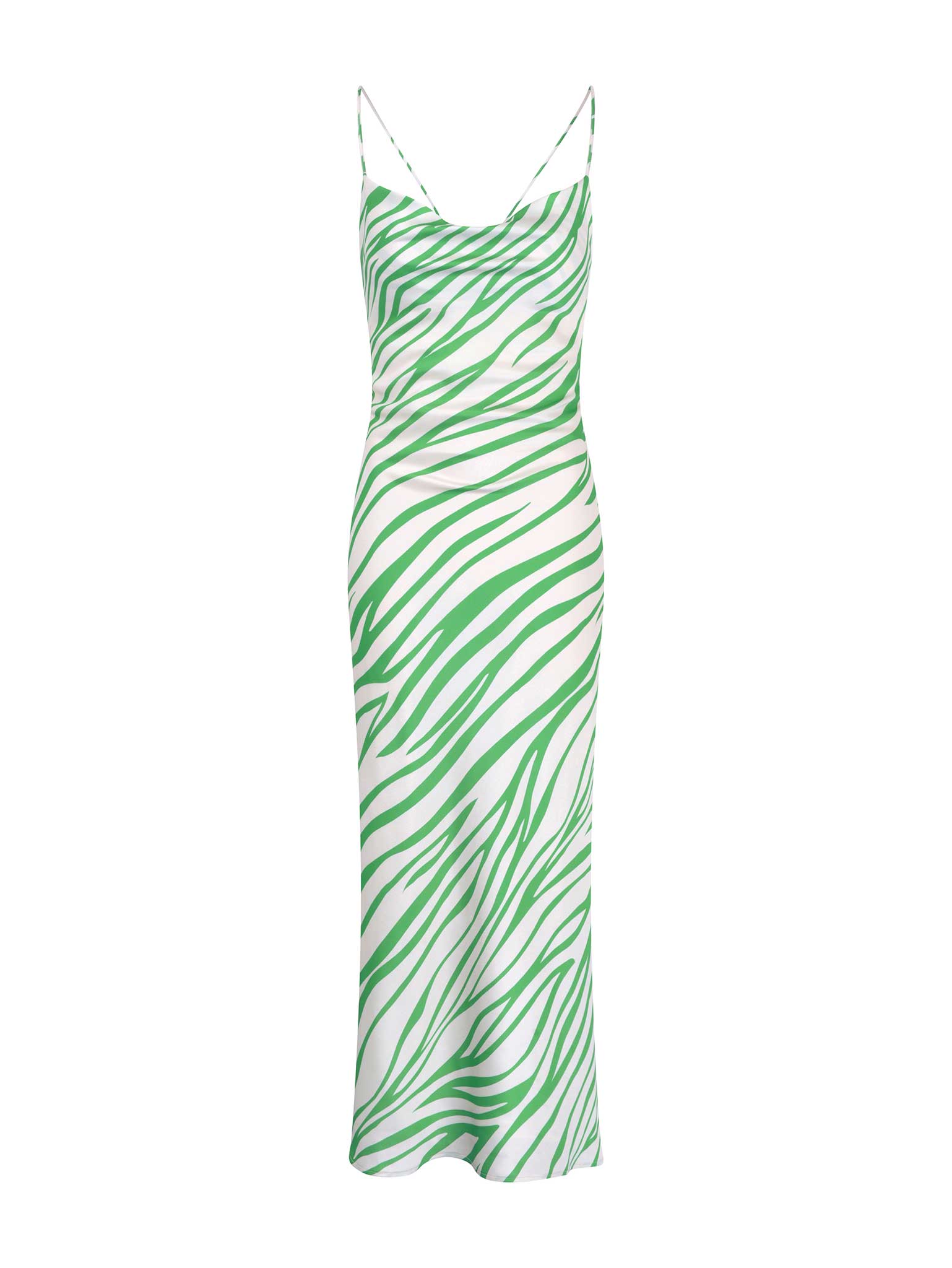 green and white zebra dress 1970s Green Zebra Print Long Sleeve Bias Cut Maxi