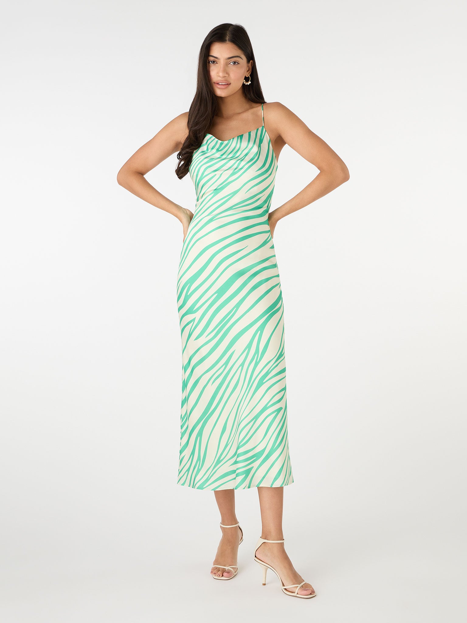 zebra bridesmaid dresses Brown Zebra Print Puff Sleeve Ella Midi Dress