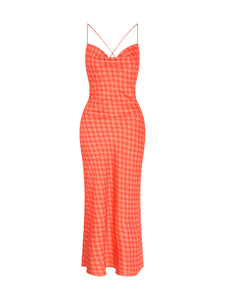 Riviera Midi Dress in Wavy Orange Print