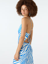 Load image into Gallery viewer, Riviera Midi Dress in Blue &amp; White Zebra